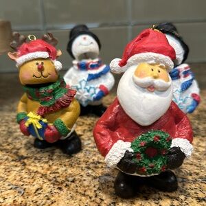 Vintage Christmas Tree Ornament Bubble Santas, Snowman and Reindeers 15 pieces